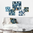thumbnail image 2 of Designart "Elegant Rustic Lattices In Cobalt II" Geometric Wall Art Set Of 5 - Blue Modern Office Room Metal Wall Art Set, 2 of 6