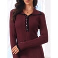 thumbnail image 4 of DARING DIVA Women's Long Sleeve Sweater Ruffled Trim Dress XL Burgundy, 4 of 7