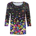 thumbnail image 4 of Hauts à Manches 3/4 pour Femmes Été Mode pour Femmes T-shirt Ample Imprimé de Pâques Mi-Long Blouse à Manches 3/4 Col Rond Hauts Décontractés Hauts à Manches 3/4 pour Femmes en Liquidation, 4 of 5