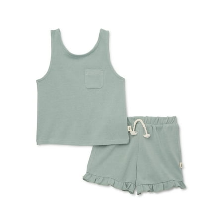 

easy-peasy Baby and Toddler Girls Pocket Tank Top and Ruffle Short Sets 2-Piece Sizes 12M-5T