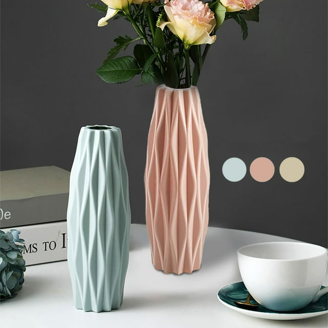Xihbxyly Jarrón Geométrico de Flores, Diseño Decorativo Moderno, Opciones Multicolor, Decoración Versátil para El Hogar y La Oficina, Material Pp Duradero, Relleno de Flores Secas o Guijarros, Tamaño