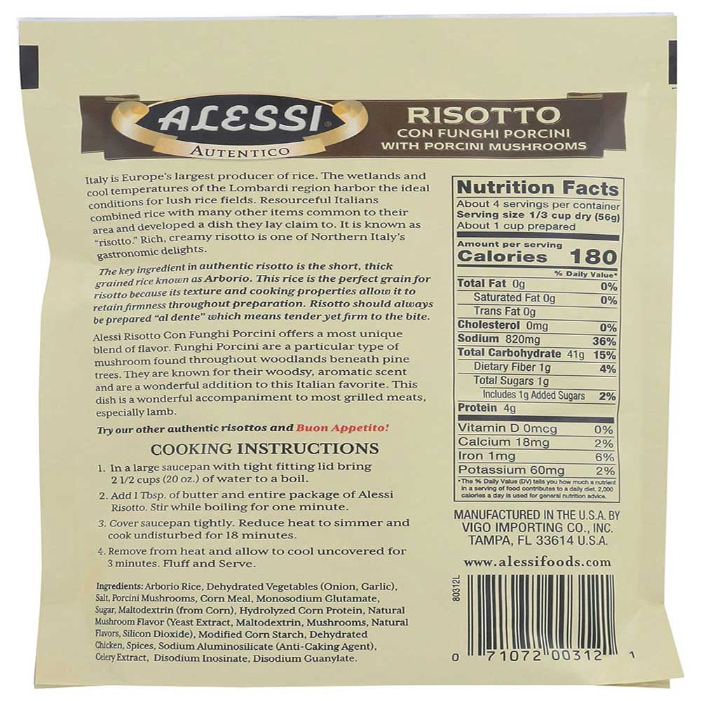 Alessi Risotto with Porcini Mushrooms - 8 oz Pack of 4