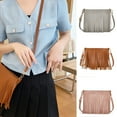 thumbnail image 2 of Womens Bags Solid Color Messenger Bag PU Shoulder Bag with Soft Fringes Tassels, 2 of 21