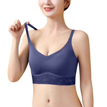 

gvdentm Wirefree High Support Bra for Women Small to Plus Size Everyday Wear Exercise and Offers Back Support Bralettes For Women Blue M