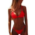 thumbnail image 2 of Finelylove Bikini Sets For Women Push-Up Bandeau Bra Style Bikini Red S, 2 of 8