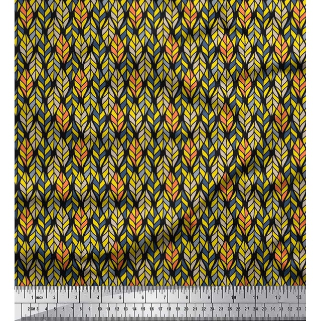 Soimoi Rayon Fabric Leaves Small Print Sewing Fabric Yard 56 Inch Wide