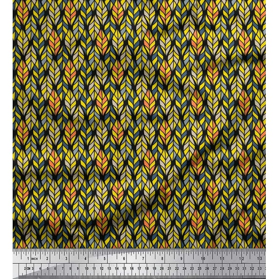 Soimoi Rayon Crepe Fabric Leaves Small Print Fabric by Yard 46 Inch Wide