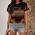 thumbnail image 7 of Hilenly Women's Short Sleeve Striped Shirt Summer Crewneck T Shirts Basic Tees Tops, 7 of 7