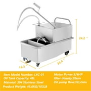 Hakka Deep Fryer Filter Machine, Commercial Mobile Oil Filter System For Restaurant, 48L, 3/4 Hp