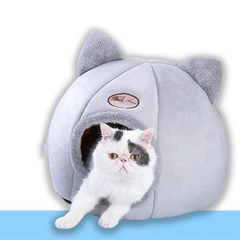 Cat House – Plush Enclosed Cat Bed with Removable Cushion – Pet Cave Bed for Kittens or Small Dogs up to 16lbs
