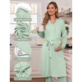 thumbnail image 5 of Ekouaer Nursing Pajamas Maternity Robe Set 3 Pieces Postpartum Maternity Pajama Set Pregnancy Breastfeeding Pj, 5 of 6
