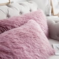 thumbnail image 5 of Home Soft Things Mongolian Faux-fur Pillow Covers Luxury Fluffy Throw Pillow Case Decorative Fuzzy Cushion Cover, No Pillow Insert, Set of 2 - Lilas - 14" x 26", 5 of 5