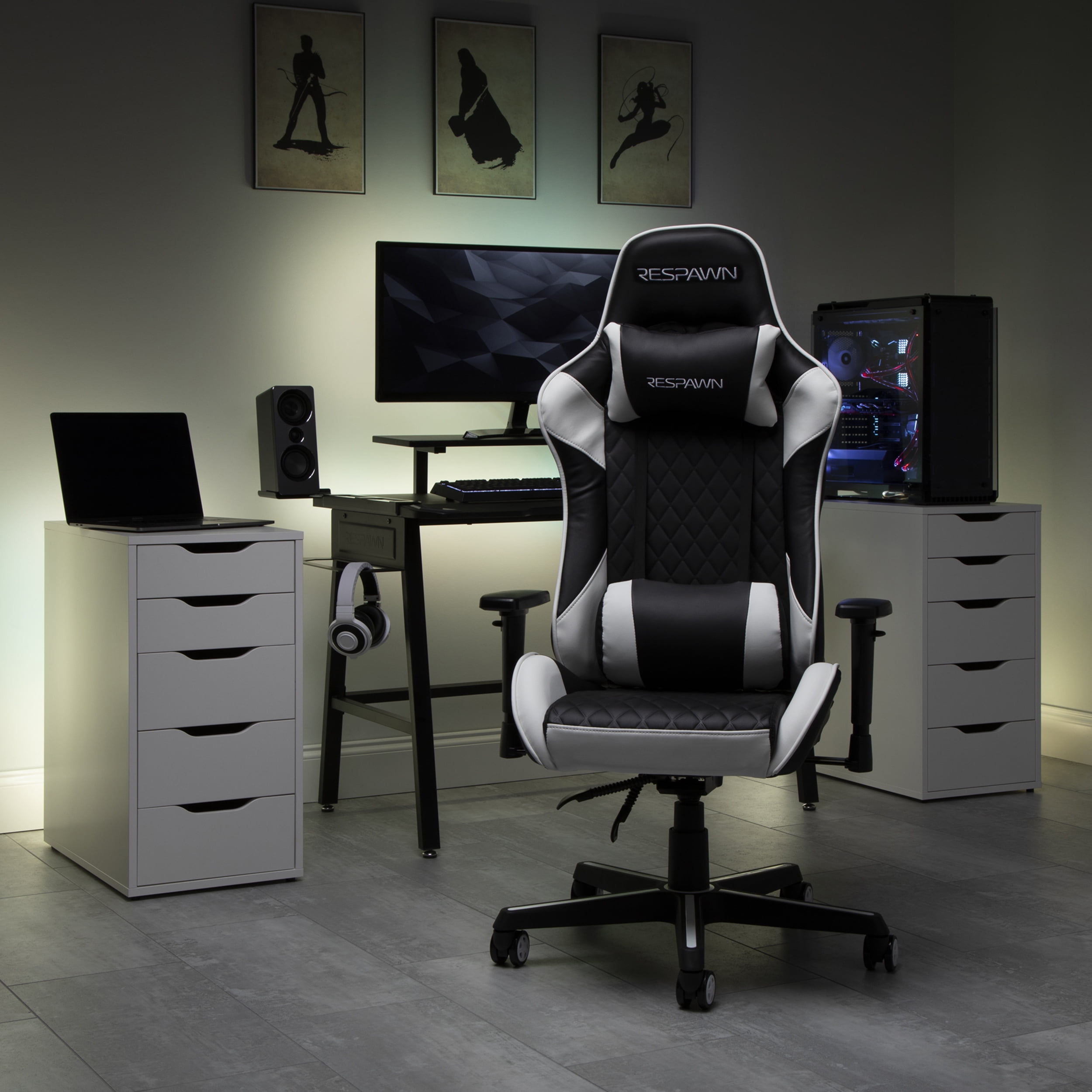 RESPAWN Ergonomic Lumbar Support Swivel Gaming Chair White