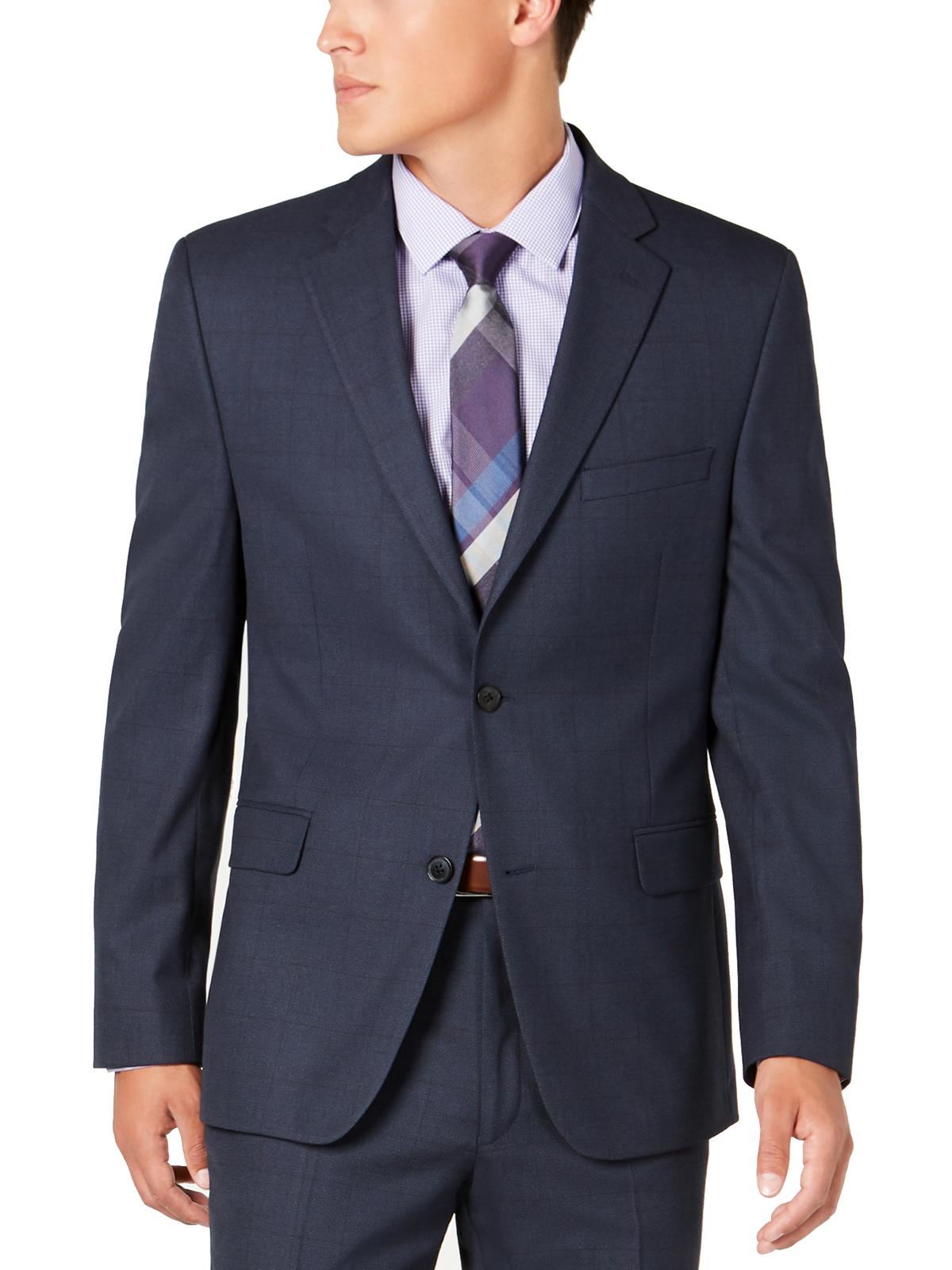 $599 ALFANI men BLACK SOLID SLIM FIT 2 PIECE SUIT JACKET BLAZER COAT PANTS 40S