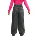 thumbnail image 5 of GiLiling Teen Girls Y2k Baggy Jeans Wide Leg High Waist Elastic Waist Vintage Aesthetic Cargo Denim Pants (Black-A, 8-9 Years), 5 of 6
