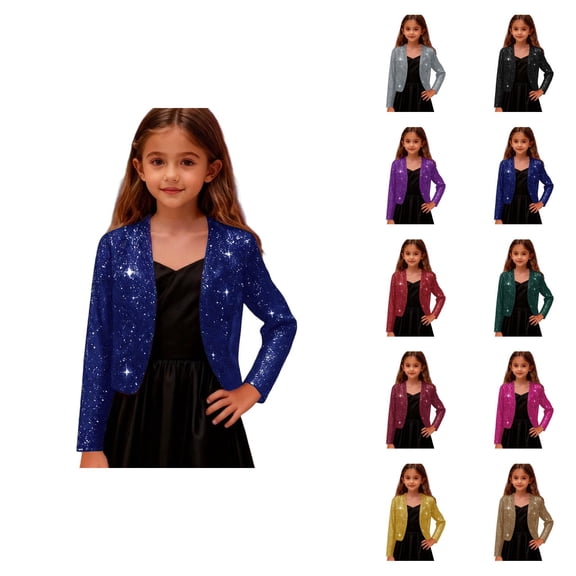 Elegant Girls Satin Short Jacket with Print, Long Sleeve Bolero Shrug for Formal Party Wear Dressy Cardigan Outerwear