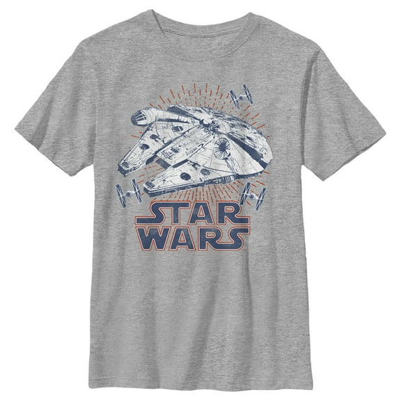 Boy's Star Wars: A New Hope Spaceship Flash Print  Graphic Tee Athletic Heather Large