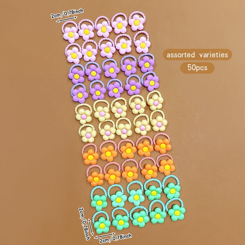 50 colorful random cute small rubber band headband hair accessories suitable for daily use