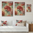 thumbnail image 4 of Designart "Red Teal Carnations Harmony Vivid Blossoms" Floral Print on Natural Pine Wood, 4 of 5