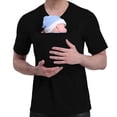thumbnail image 4 of Mifsaly Kangaroo Shirt for Dad and Baby V Neck Short Sleeve Kangaroo T Shirt Solid Color Mens Kangaroo Shirt with Hat Black S, 4 of 9