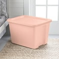 thumbnail image 3 of Sterilite Large Storage Bin, 18 Gallon Plastic Storage Container with Snap-On Lid, Light Pink, 3 of 8