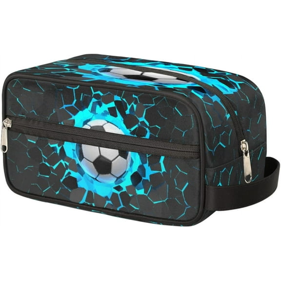 3D Light Wall Football Portable Travel Toiletry Bag, Sport Ball Dopp Kit Cosmetic Organizer Makeup Bag Shower Shaving Bag for Men Women