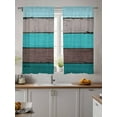 thumbnail image 4 of Teal Gray Wood Grain Sheer Curtains 63 inches Long, Countryside Stripe Gradient Art Light Filtering Sheer Window Curtains Rod Pocket Voile Drapes for Bedroom Living Room, 52"W x 63"L 2 Panels, 4 of 7