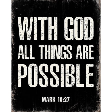 With God All Things Are Possible - Religious Wall Decor - Scripture Wall Art - Bible Verses Decor- Spiritual Inspirational Motivational Religious Gifts for Men - Catholic Christian Gifts for Men