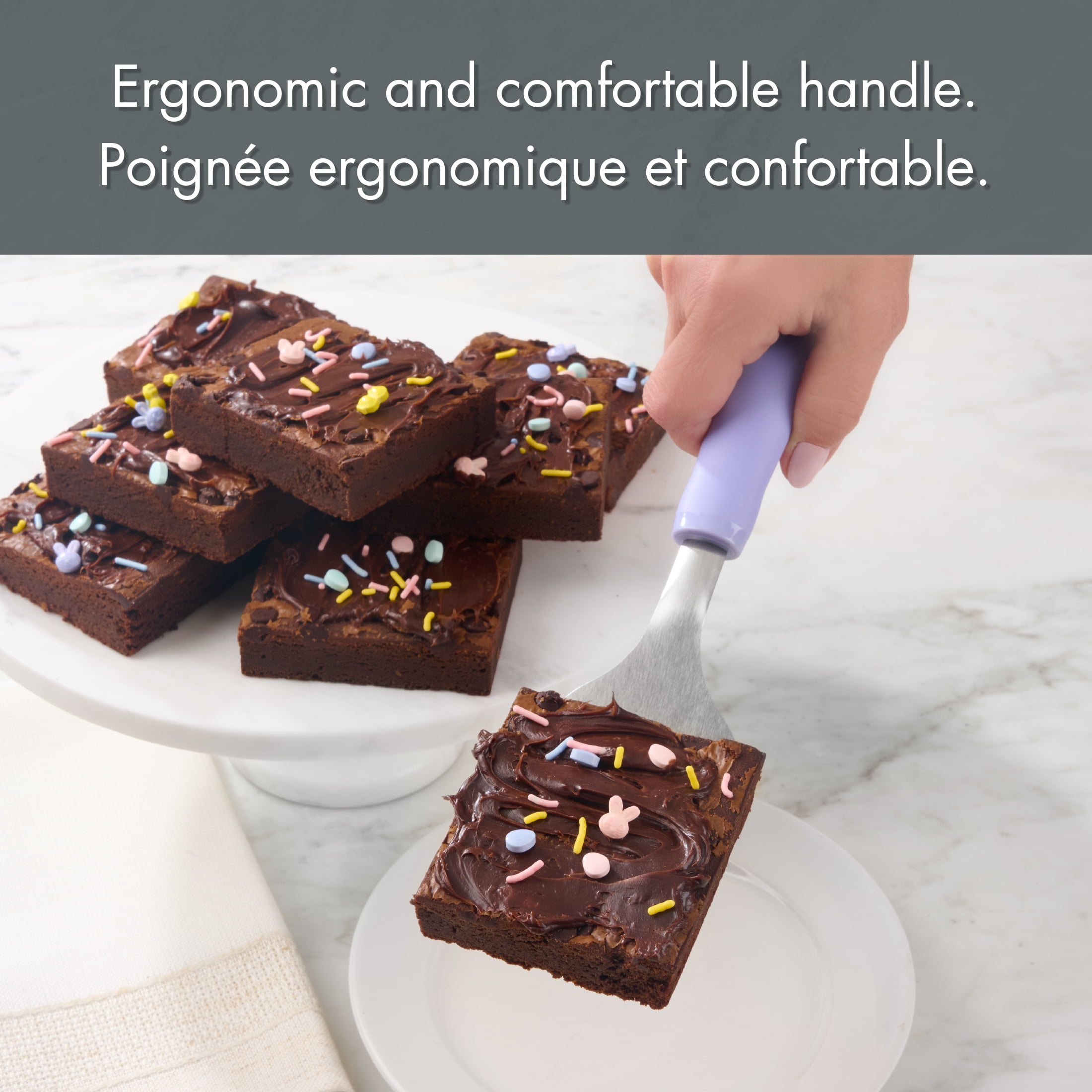 Way to Celebrate Stainless Steel Dessert and Brownie Spatula in Soft Purple, Easter Baking Tool
