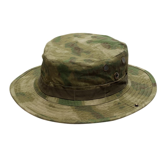 KALE Bucket Hat Camouflage Rope Button Tactical Solid Color Green