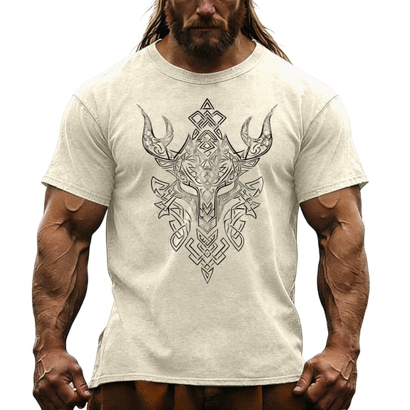 CONZONE Men's Tshirts Short Sleeve T-Shirts for Men Casual Viking Mythology Graphic Crew Neck Lightweight Tees Cozy Summer Tops