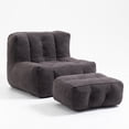 thumbnail image 6 of Fluffy Bean Bag Chair with Ottoman, Soft Lazy Sofa Chair for Adults & Kids, Accent Beanbag Chairs for Living Room, Bedroom, Apartment, Black, 6 of 9
