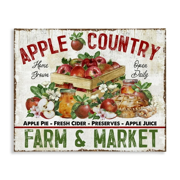 Stupell Industries Apple Country Market Holiday Painting Gallery Wrapped Canvas Art Prints Wall Art, 20 x 16