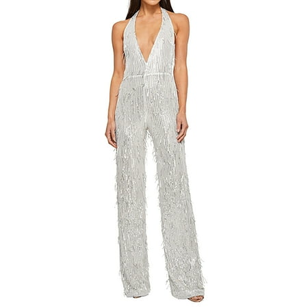 MSJUHEG Sleeveless Jumpsuits for Women Backless Jumpsuit for Women V Neck Jumpsuits for Women Business Casual Outfits for Women Bodysuit Sleeveless Bodysuit Workout One Piece for Women White 1 2XL