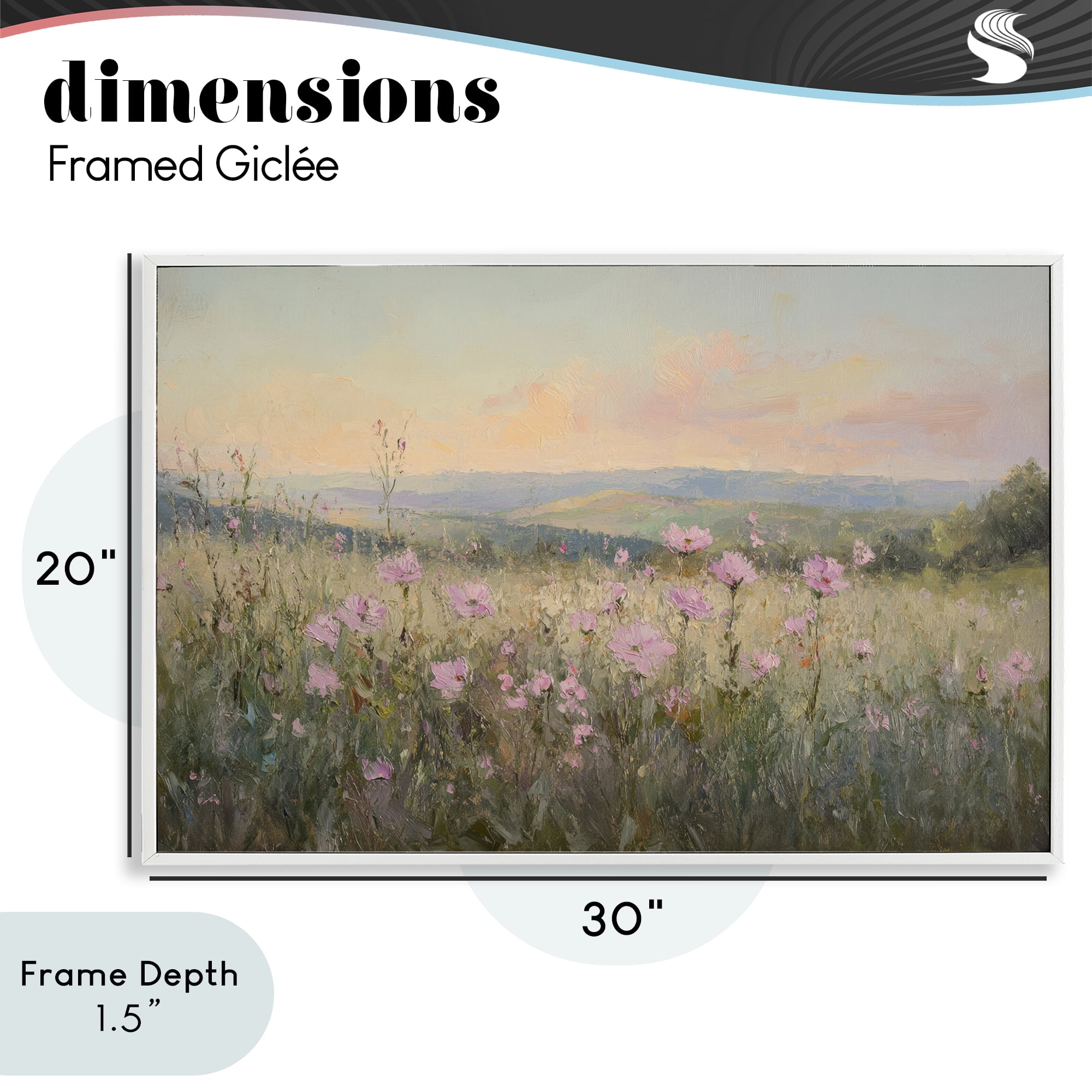 Stupell Industries Tranquil Meadow At Dawn White Framed Giclee Art, design by Petal Prints Design
