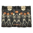 thumbnail image 7 of Yayeee Kitchen Curtains Tier Pair Light Filtering 27"x36" Rod Pocket Short Cafe Window Panel, Black Halloween Dancing Skeleton, 7 of 7