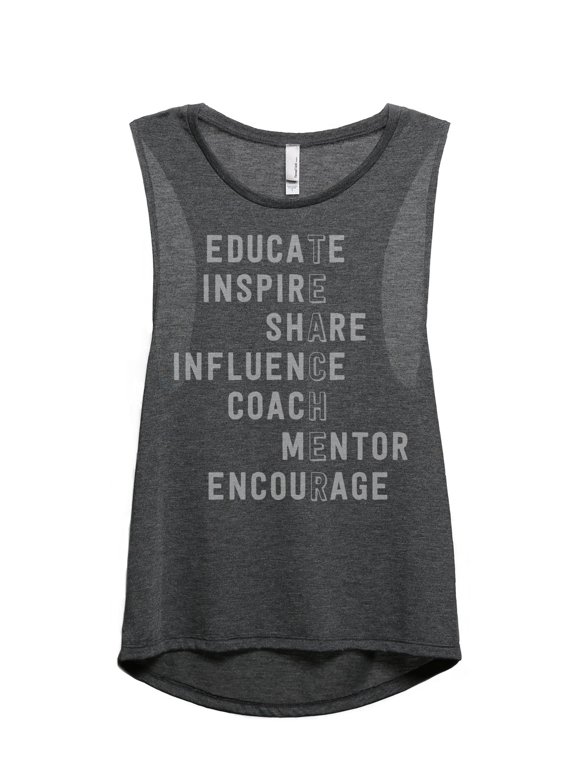 Teacher Appreciation Women's Sleeveless Muscle Tank Top Charcoal Large