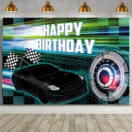 Image of 7x5ft Car Racing Happy Birthday Backdrop Racing Party Photo Background for Boys Cars Party Decorations Car