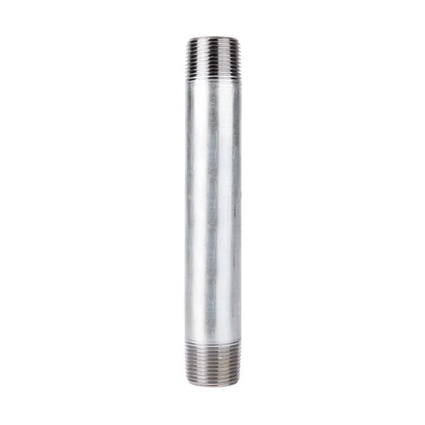 Nipple STZ Industries, acero galvanizado, 8 pulgadas de largo, 1-1/4 pulgadas de profundidad