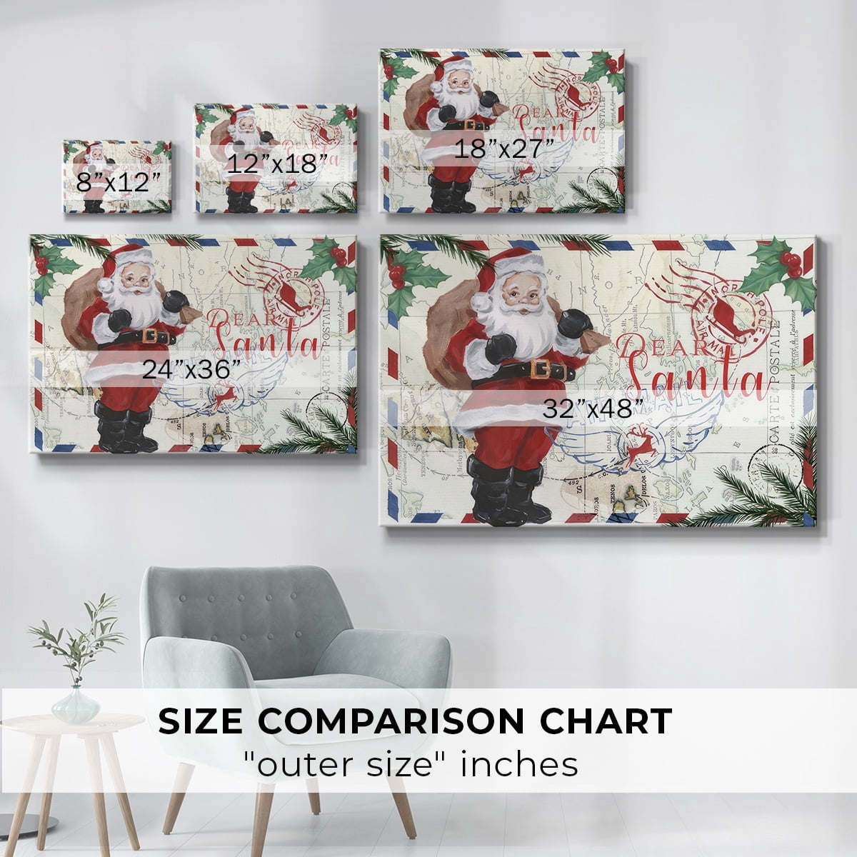Christmas Par Avion Collection A- Gallery Wrapped Canvas