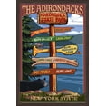 thumbnail image 1 of Adirondacks, New York - Destination Signpost - Lantern Press Artwork (24x36 Giclee Art Print, Gallery Framed, Espresso Wood), 1 of 1
