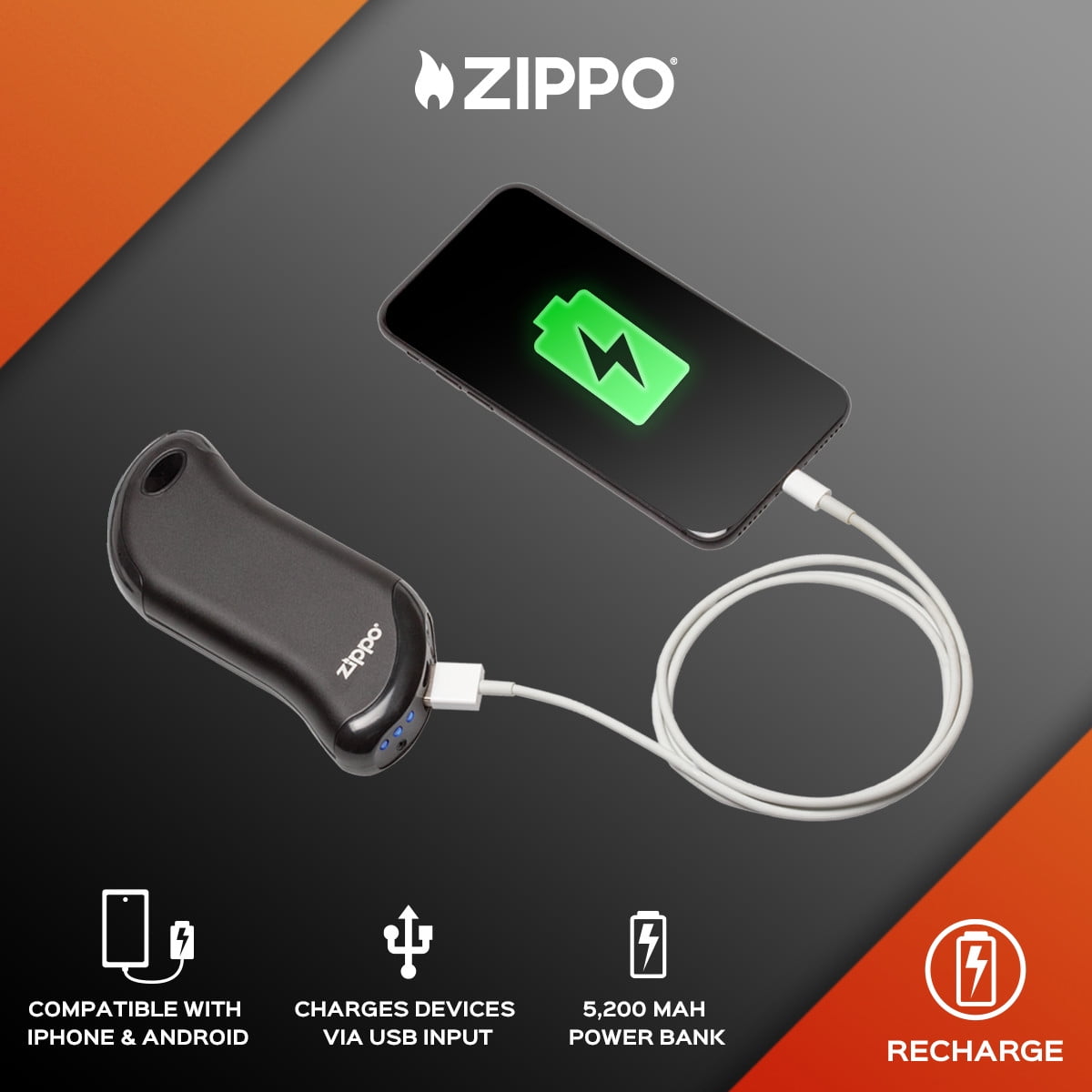 Zippo Black HeatBank 9s Rechargeable Hand Warmer