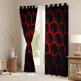 thumbnail image 3 of jejeloiu Geometric Honeycomb Pattern Curtains Pack of 2 (42x84 Each),Red Black Hexagon Curtains Blackout For Boys Kids, 3 of 6