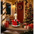 thumbnail image 4 of RUINIXCW Winter Christmas Porch Goose Outfit for 23 inch Cement Plastic Goose Statue Accessories Garden Porch Goose Clothes Plush Trim Xmas Dress and Hat Set Yard Patio Lawn Decor (No Goose), 4 of 6