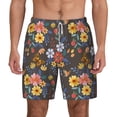 thumbnail image 2 of Picia Colorful Flowers with Butterfly pattern Mens Swim Trunks with Compression Liner Stretch Beach Shorts Quick Dry with Zipper Pockets No-Chafing Board Shorts-Small, 2 of 9
