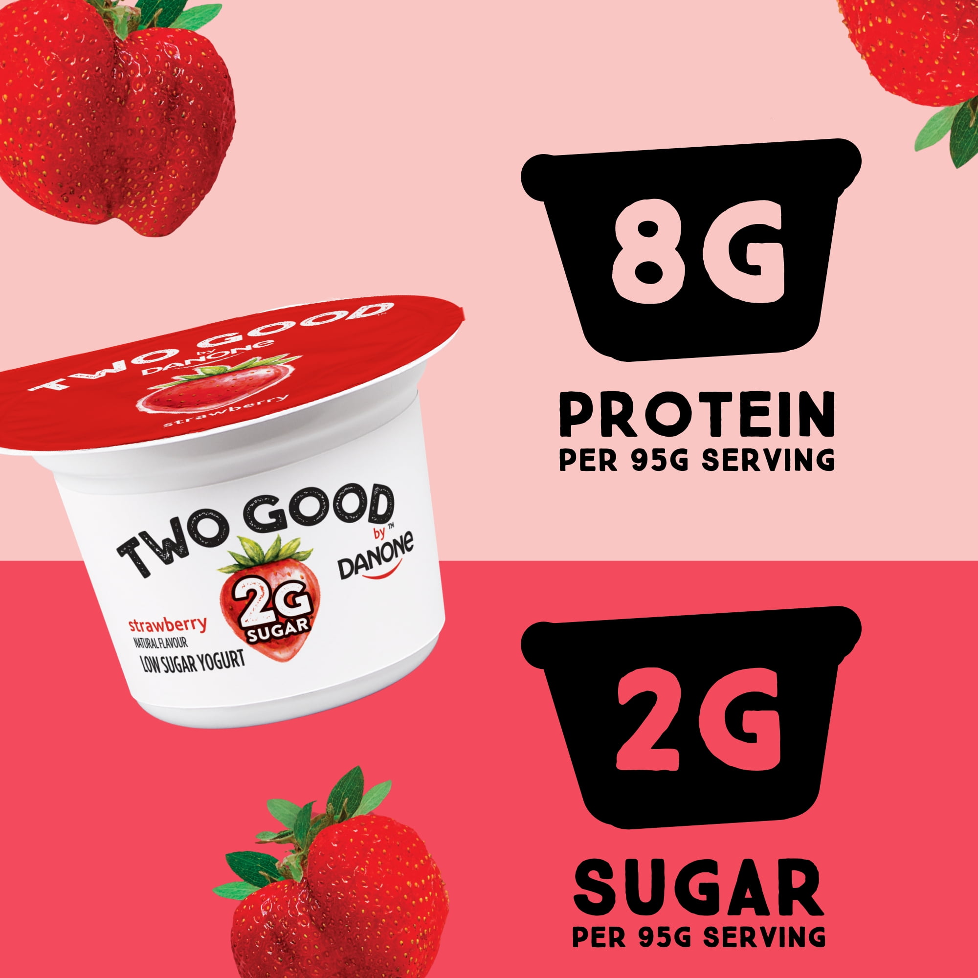 Two Good Low Sugar Yogurt, Strawberry, 4x95g