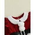 thumbnail image 6 of Miaouyo Infant Baby Girls Christmas Romper Dress 1 3 6 9 12 18 Months Plush Patchwork Long Sleeve Jumpsuits and Cute Santa Hat Set, 6 of 9