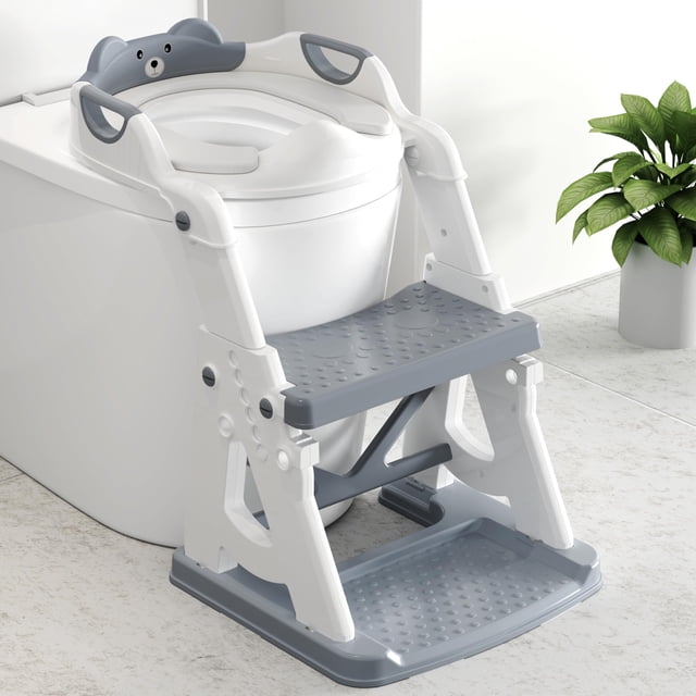 Asiento de Entrenamiento para Orinal Vorykido 2 en 1 con Escalón Gris