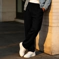 thumbnail image 2 of Rexolia Mens Stretch Straight Sweatpants 2 Zip Pockets Elastic Drawstring Waist Lightweight Black L, 2 of 5