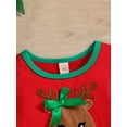 thumbnail image 5 of Qiylii Toddler Girls 2 Pieces Christmas Clothes Set, Elk Head Stripe/Snowman Dot Pattern Tulle Hem Long Sleeve Tops + Flare Pants Outfits,9M-4Years, 5 of 9